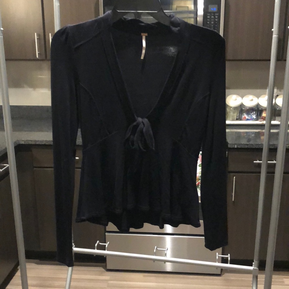 long sleeve black free people blouse
